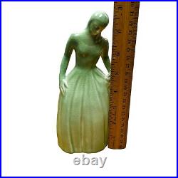 Vintage Rookwood Pottery Colonial Woman Paperweight 6907 Green 1948 Scarce! 8