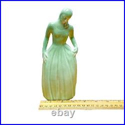 Vintage Rookwood Pottery Colonial Woman Paperweight 6907 Green 1948 Scarce! 8