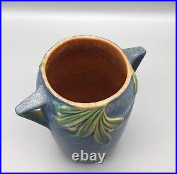 Vintage Roseville Velmoss II Blue Art Deco Pottery Ceramic Vase 714-6