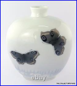 Vintage Royal Copenhagen 6.7 Ceramic Butterflies Vase Pottery Art Scandinavia