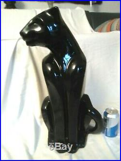 Vintage Royal Haeger Art Deco Black Panther Big Cat Ceramic Statue Figurine 21