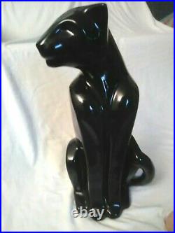Vintage Royal Haeger Art Deco Black Panther Big Cat Ceramic Statue Figurine 21