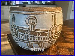 Vintage SGRAFFITO Tribal Design art Pottery BOWL mcm Modern Contemporary design