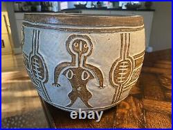 Vintage SGRAFFITO Tribal Design art Pottery BOWL mcm Modern Contemporary design