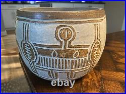 Vintage SGRAFFITO Tribal Design art Pottery BOWL mcm Modern Contemporary design