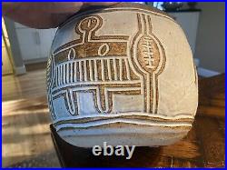 Vintage SGRAFFITO Tribal Design art Pottery BOWL mcm Modern Contemporary design