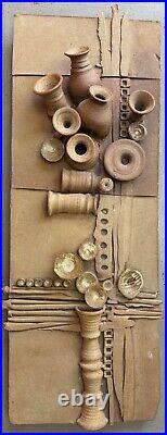 Vintage Sculptural Abstract Clay Ceramic Wall Hanging Signed Modern Art Pottery