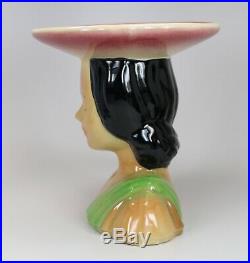 Vintage Signed Art Pottery Shawnee USA 896 6 Lady Head Vase Hawaiian Polynesian