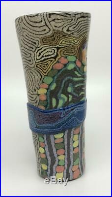 Vintage Signed JANE PEISER MURRINI Artist Painted Pottery Ceramic Art Vase Glass