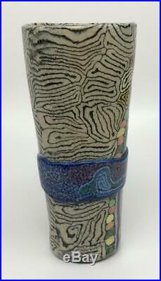 Vintage Signed JANE PEISER MURRINI Artist Painted Pottery Ceramic Art Vase Glass