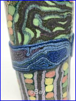 Vintage Signed JANE PEISER MURRINI Artist Painted Pottery Ceramic Art Vase Glass