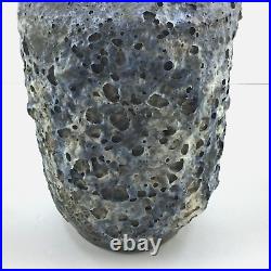 Vintage Signed Lava Volcanic Glaze Blue Vase Studio Art Pottery Ceramic