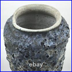 Vintage Signed Lava Volcanic Glaze Blue Vase Studio Art Pottery Ceramic