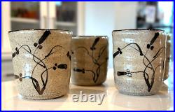 Vintage Signed Malcolm Wright Studio Art Ceramic Japanese Style Pottery Cups (5)