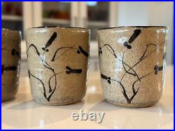 Vintage Signed Malcolm Wright Studio Art Ceramic Japanese Style Pottery Cups (5)