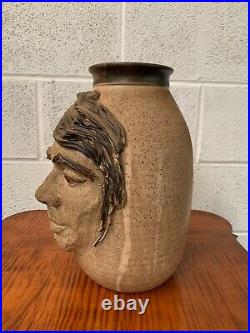 Vintage Signed Pottery Ceramic Art Pottery Face Jug 77