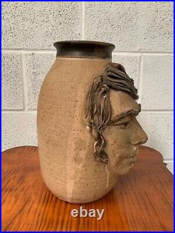 Vintage Signed Pottery Ceramic Art Pottery Face Jug 77