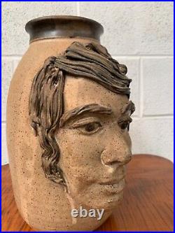 Vintage Signed Pottery Ceramic Art Pottery Face Jug 77