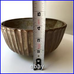 Vintage Signed Studio Pottery Ceramic Bowl Earth Tones Organic Ribbed Sides 7.25