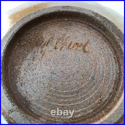 Vintage Signed Studio Pottery Ceramic Bowl Earth Tones Organic Ribbed Sides 7.25