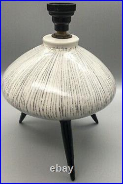 Vintage Studio Art Pottery Lamp Base Tripod Mid Century Modern Atomic 50s 60s