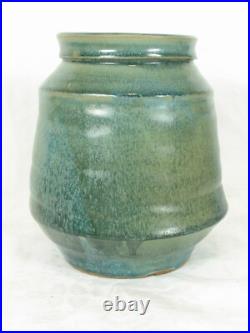 Vintage Studio Art Pottery Marked ST Heavy Vessel/Jar/Vase Glazed Inside Out