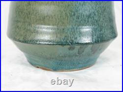 Vintage Studio Art Pottery Marked ST Heavy Vessel/Jar/Vase Glazed Inside Out