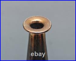 Vintage Tapered Art Pottery Vase Metallic Rim 12 Signed
