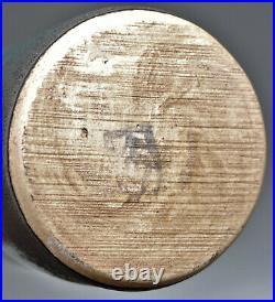 Vintage Tapered Art Pottery Vase Metallic Rim 12 Signed