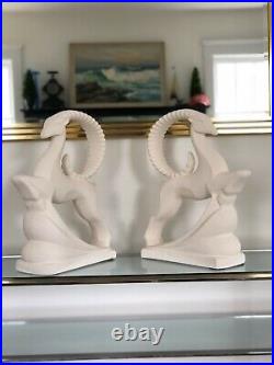 Vintage Textured Royal Haeger Pottery Gazelle Ram Art Deco Ceramic Sculpture