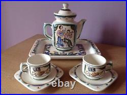 Vintage USSR ZIK Konakovo Studio Art Pottery Ceramic Coffee Tea Set Music