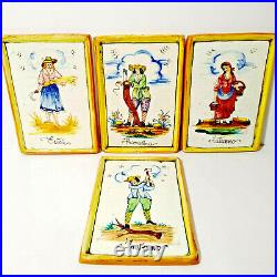 Vintage VIETRI Studio Art Ceramic Wall Plaque Tiles Set of 4 The Four Seasons