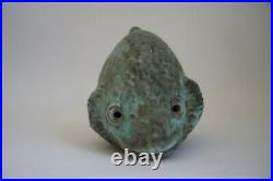 Vintage Very Old McCarty Fat Fish Pottery Mississippi Jade Cobalt