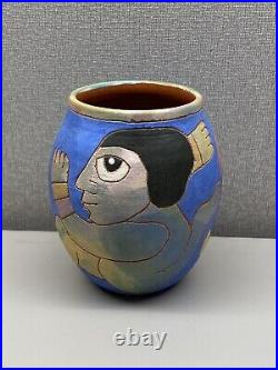 Vintage Washington Ledesma Eclectic Ceramic Vase Signed 1996