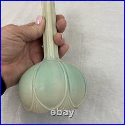 Vintage handmade Newman pottery ceramics pastel green bud vase sculpture EUC