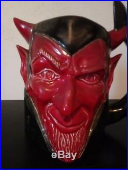 Vintage large Devil Pitcher ceramic porcelain satanic toby mug art pottery vase