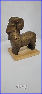 Vintage sculpture mid century modern ceramic art pottery ram mountain goat