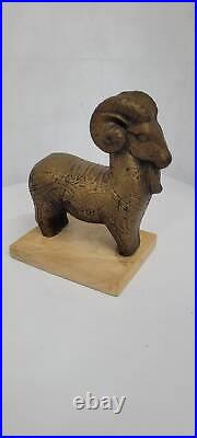 Vintage sculpture mid century modern ceramic art pottery ram mountain goat