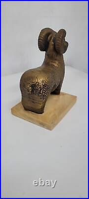 Vintage sculpture mid century modern ceramic art pottery ram mountain goat