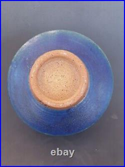 Vintsge Art Pottery blue jar, 8.25 inches