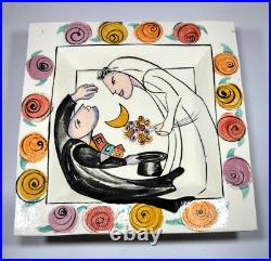 Virginia Seeley'96 Handmade Ceramic Pottery Wall Art Tray Bride & Groom Wedding