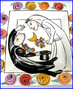 Virginia Seeley'96 Handmade Ceramic Pottery Wall Art Tray Bride & Groom Wedding