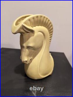 Vtg 1950's MID Century Modernist Chartreuse Art Pottery Horse Head Ceramic Vase