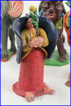 Vtg 7 Piece Ceramic Figurines Mexican Folk Art Candelario Medrano To Bethlehem