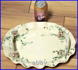 Vtg'93 Van Vlack Signed Handmade Art Pottery Oval Tray Handles Vanity/Serving