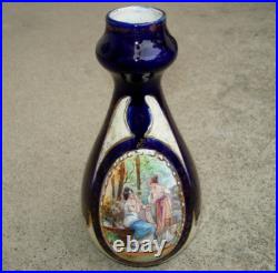Vtg Art Pottery Vase Cobalt Blue with Female Women Figures Gilt 9 Ceramic Painted