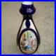 Vtg Art Pottery Vase Cobalt Blue with Female Women Figures Gilt 9 Ceramic Painted