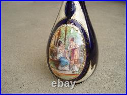 Vtg Art Pottery Vase Cobalt Blue with Female Women Figures Gilt 9 Ceramic Painted