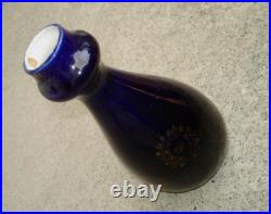 Vtg Art Pottery Vase Cobalt Blue with Female Women Figures Gilt 9 Ceramic Painted