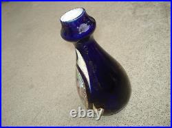Vtg Art Pottery Vase Cobalt Blue with Female Women Figures Gilt 9 Ceramic Painted